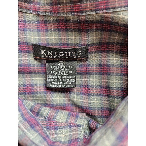 Knights Sportswear Men's Green/Red/Blue Plaid Long Sleeve Dress Shirt, 4XLT - Picture 4 of 6
